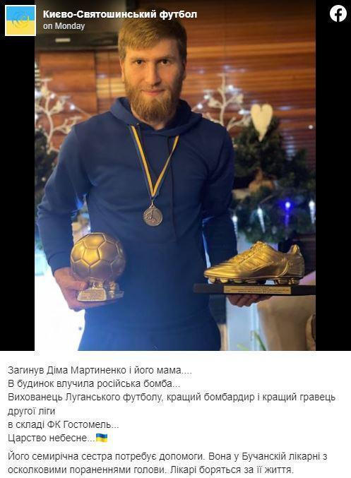 Ukraynalı futbolcu Dima Martynenko, evine isabet eden bomba sonucunda hayatını kaybetti
