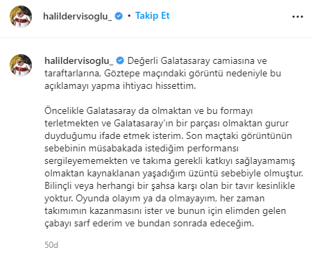 Galatasarayda Halil Dervişoğlundan o görüntülere yönelik açıklama
