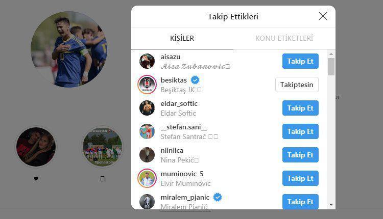 Ajdin Hasic, Instagramdan Beşiktaşı takibe aldı