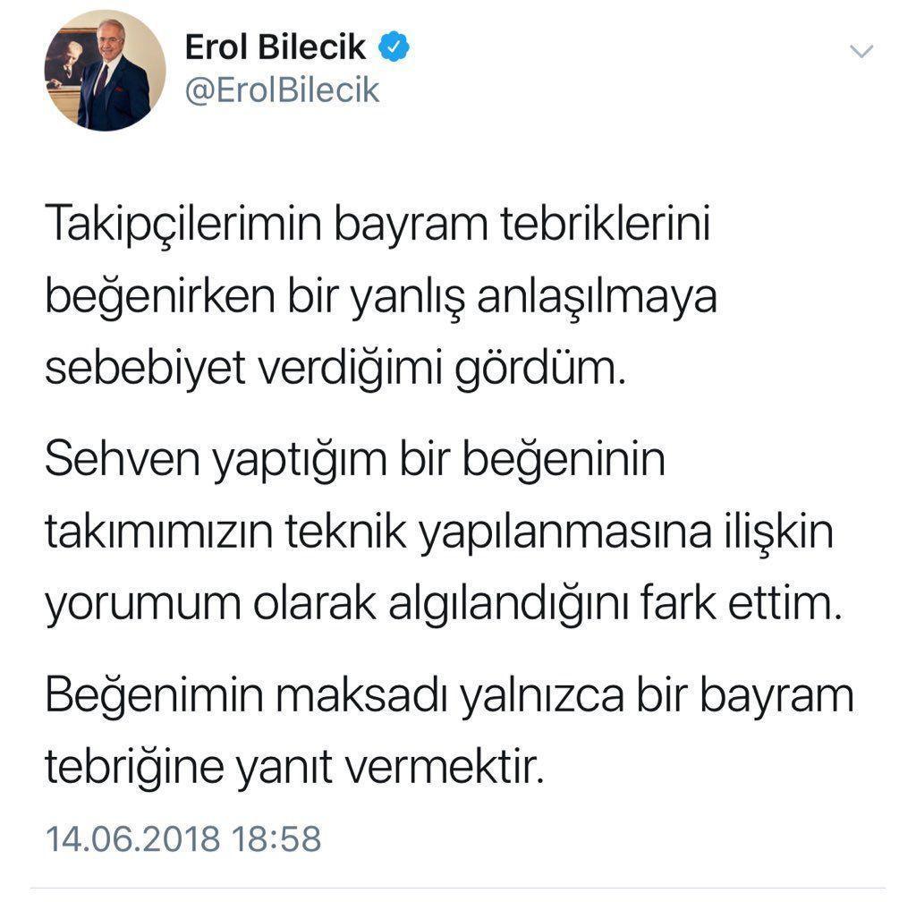 Fenerbahçeli yönetici Erol Bilecikten Aykut Kocaman paylaşımı