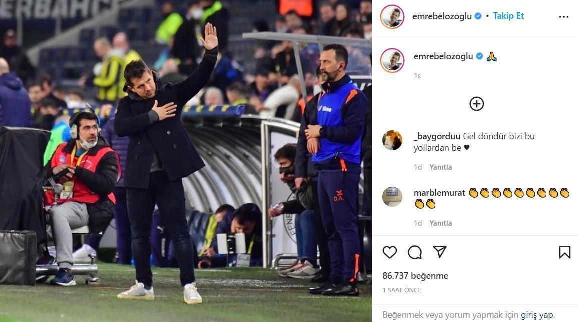 Fenerbahçe-Başakşehir maçı sonrası Emre Belözoğlundan, Sarı-Lacivertli taraftarlara teşekkür paylaşımı