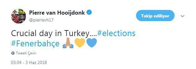 Fenerbahçenin eski yıldızı Pierre van Hooijdonktan seçim mesajı...