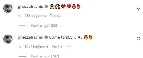 Transferin gözdesi Bafetimbi Gomise Beşiktaşın yıldızı Ghezzaldan mesaj: Come to Beşiktaş