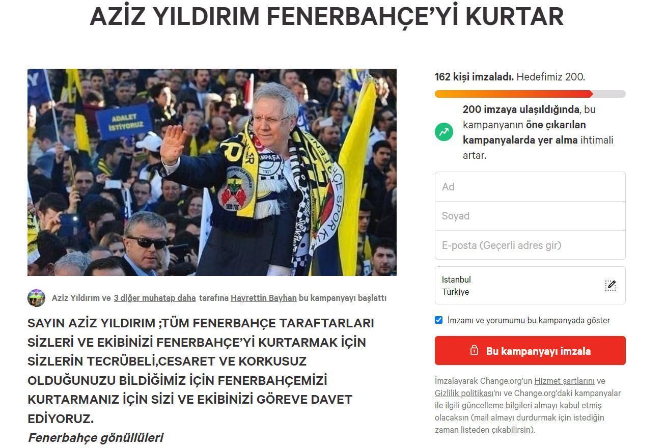 Fenerbahçeli taraftarlar, Aziz Yıldırım, Fenerbahçeyi kurtar kampanyası başlattı