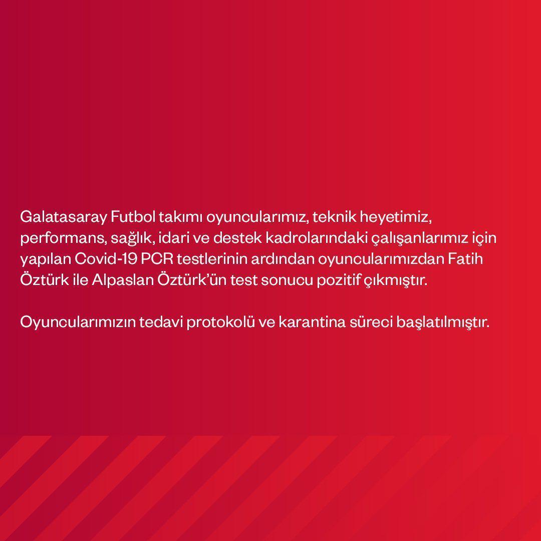 Son dakika | Galatasarayda Alpaslan Öztürk ve Fatih Öztürkün Covid-19 testleri pozitif