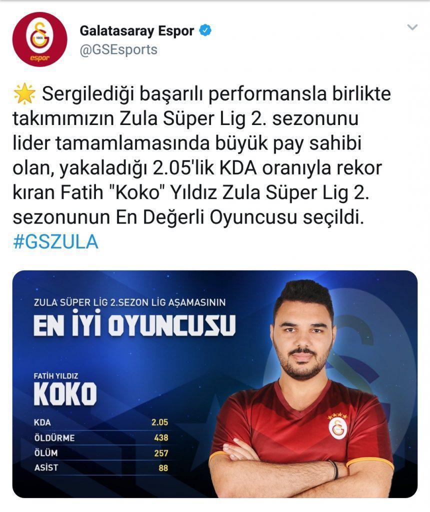 Zula Süper Ligde ikinci sezonun en değerli oyuncusu Koko seçildi