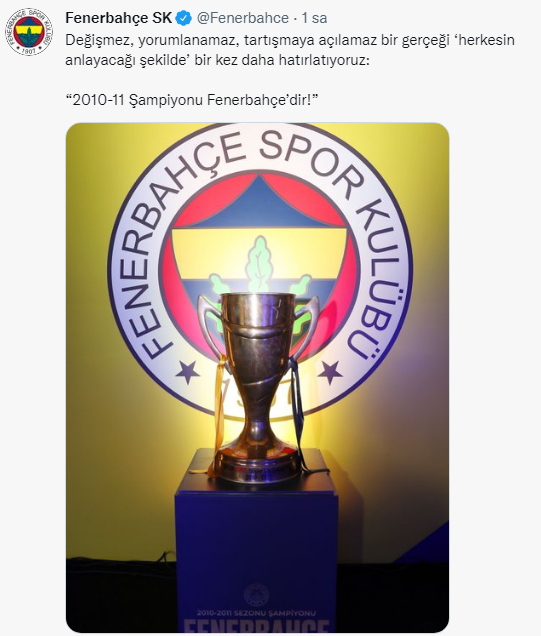 Fenerbahçeden Trabzonspora 2010-2011 sezonu göndermesi