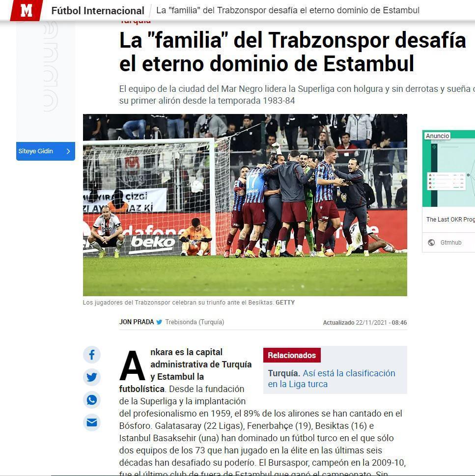 Trabzonspor, İspanyada manşetlerde Marcadan övgü dolu sözler...