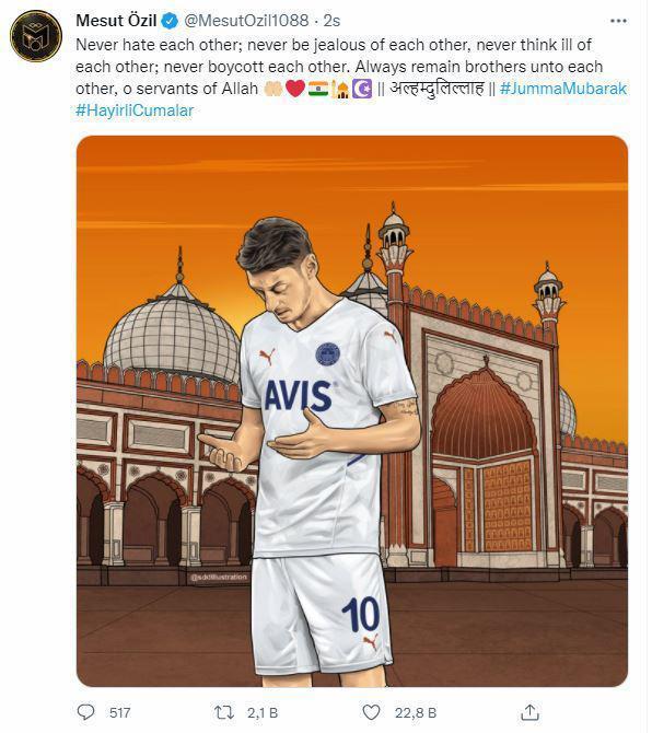 Ali Koçun eleştirdiği Mesut Özilden imalı cuma paylaşımı