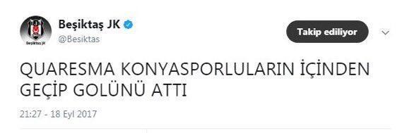 Beşiktaştan tepki çeken tweet