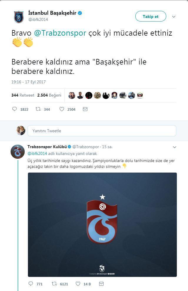 Trabzonspordan Başakşehire tarihi cevap