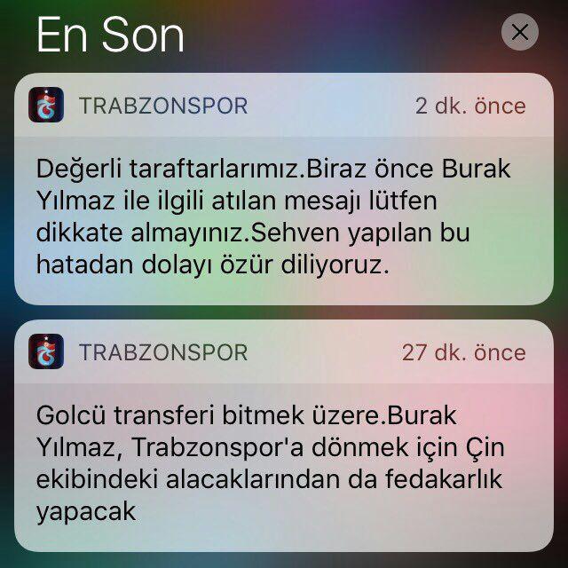 Trabzonspor, Burak Yılmazı yanlışlıkla açıkladı