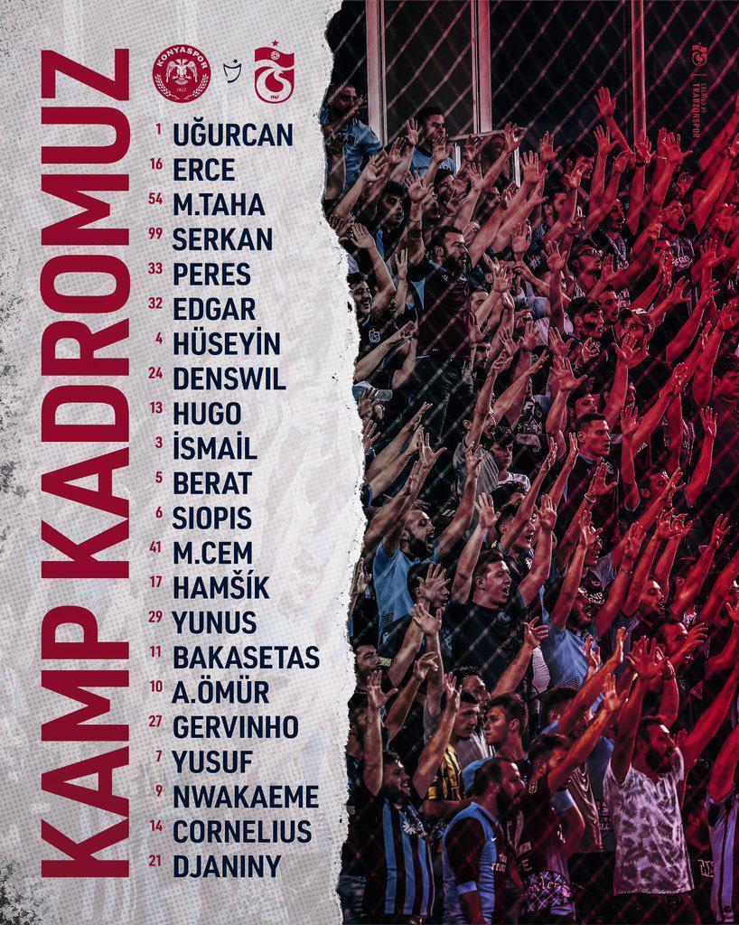 Trabzonsporda son dakika Konyaspor maçı kadrosu açıklandı
