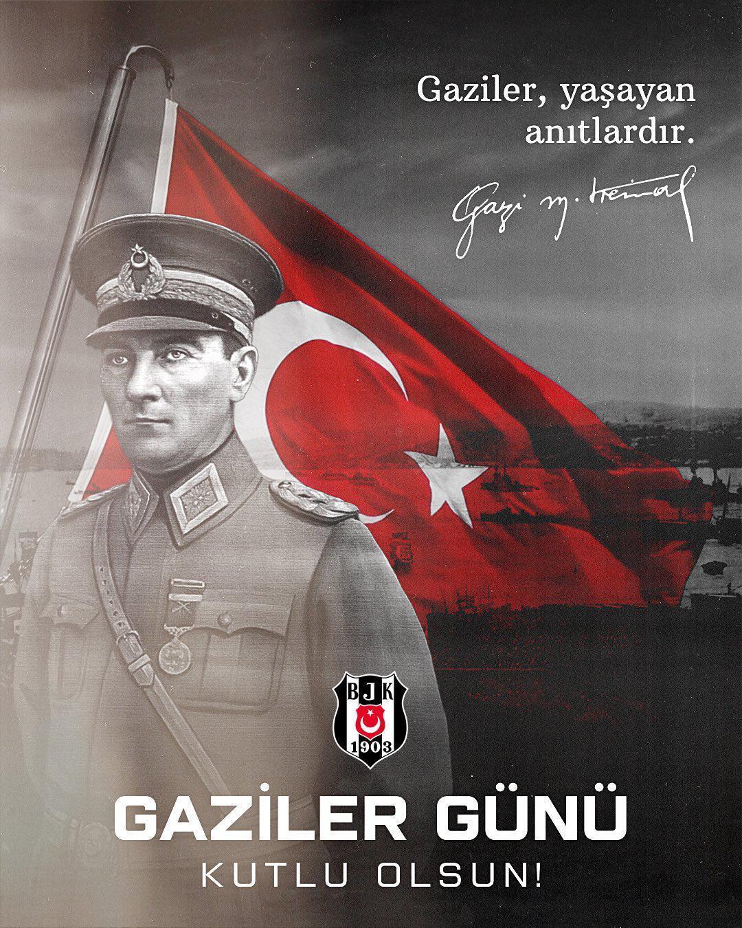 Beşiktaş, Fenerbahçe ve Galatasaraydan Gaziler Günü mesajları