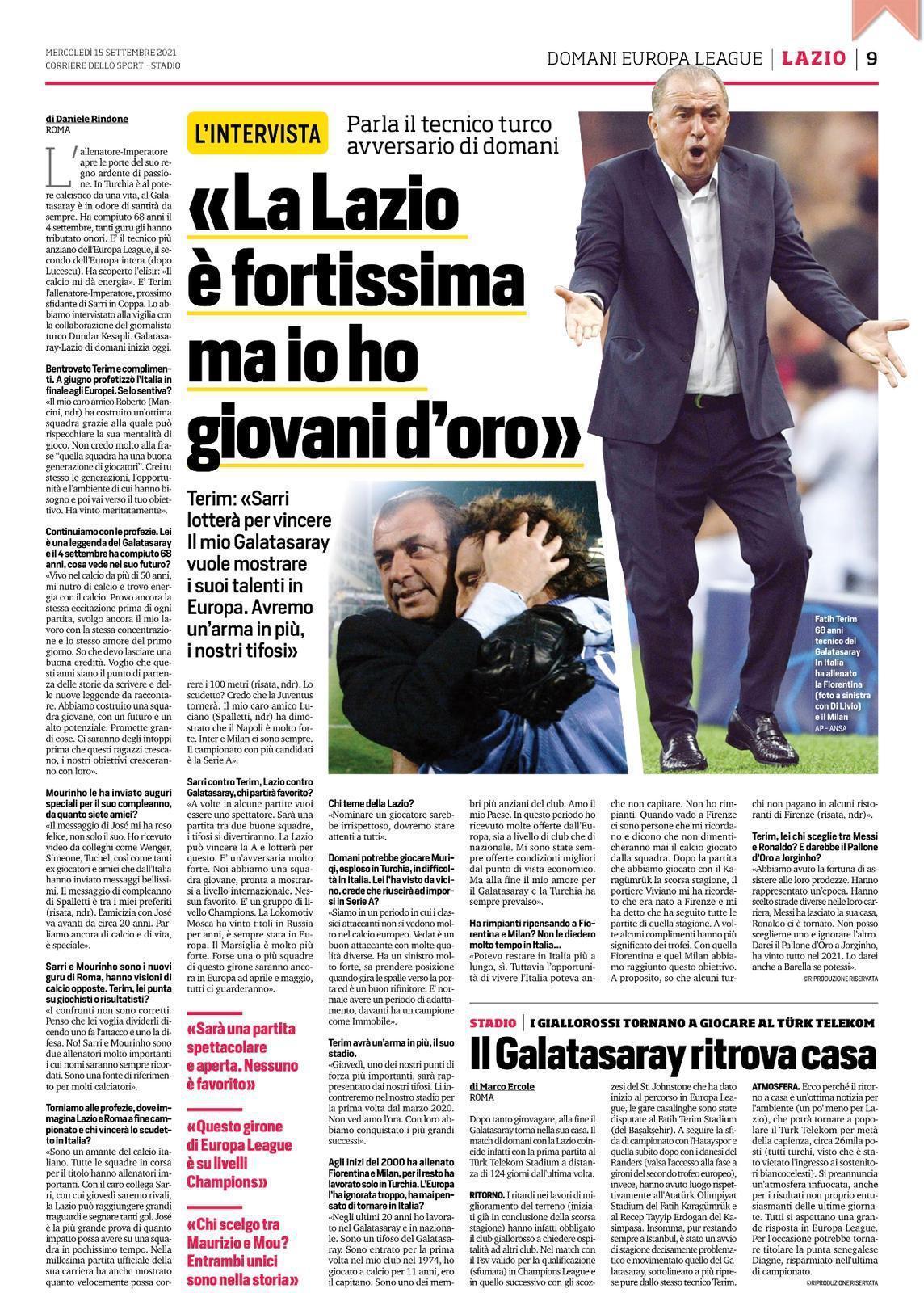 Galatasaray - Lazio maçı öncesi Fatih Terimden İtalyan basınına özel açıklamalar