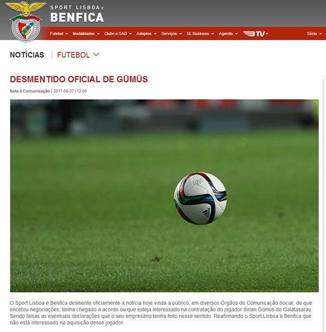 Benfica, Sinan Gümüşü yalanladı