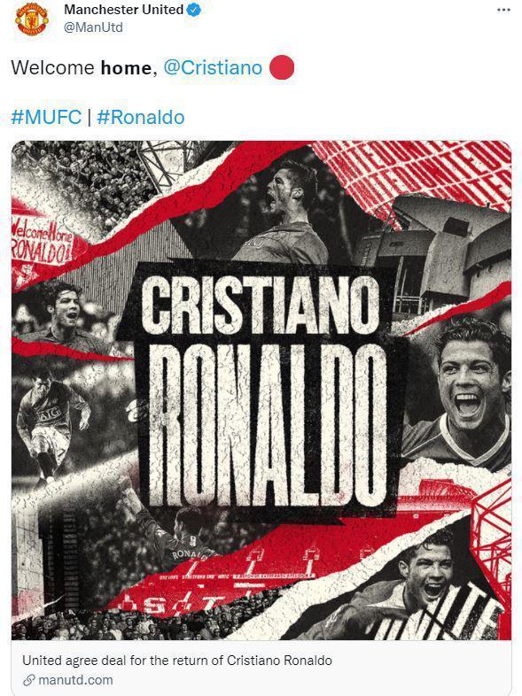Son dakika Cristiano Ronaldo resmen Manchester Uniteda transfer oldu