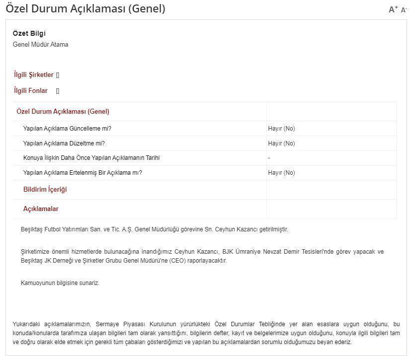 SON DAKİKA | Beşiktaş Futbol A.Ş.nin yeni genel müdürü Ceyhun Kazancı
