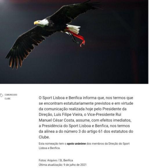 Rui Costa Benficaya başkan oldu