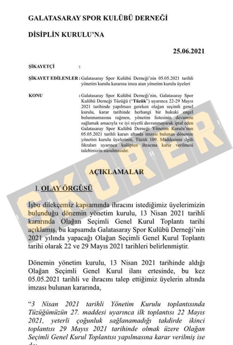 Son dakika Galatasarayda Mustafa Cengiz ve yönetimi Disiplin Kuruluna sevk ediliyor