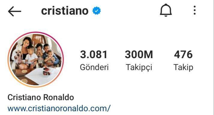 Ronaldo, Instagramda 300 milyon takipçiye ulaşan ilk kişi oldu