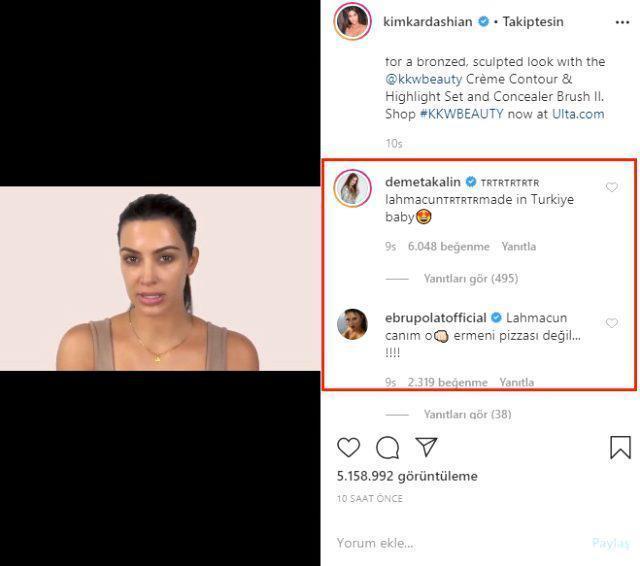 Lahmacuna Ermeni pizzası diyen Kim Kardashian, Demet Akalın ve Ebru Polatı kızdırdı