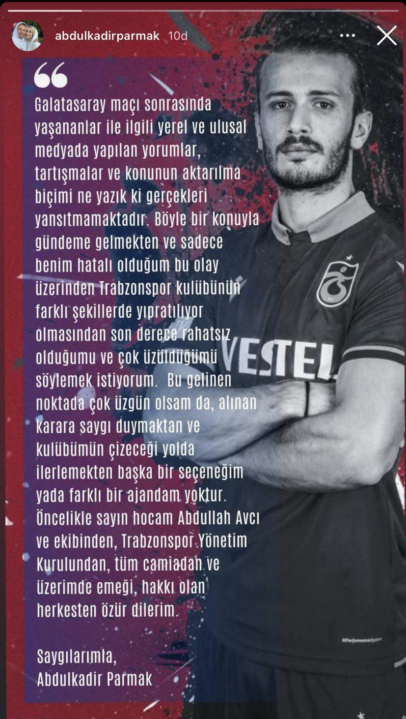 Trabzonsporda Abdülkadir Parmaktan son dakika açıklaması