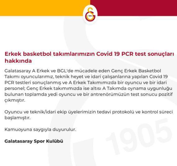 Galatasaray Basketbol şubesinde koronavirüs vakaları
