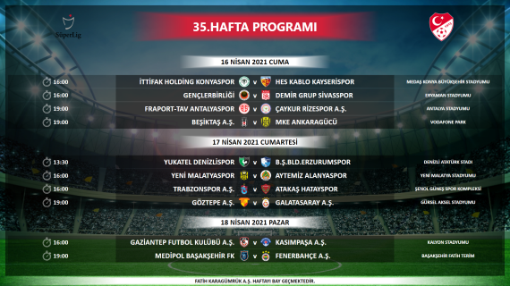 Süper Ligde 35-39. hafta programı açıklandı İşte maç tarihleri...