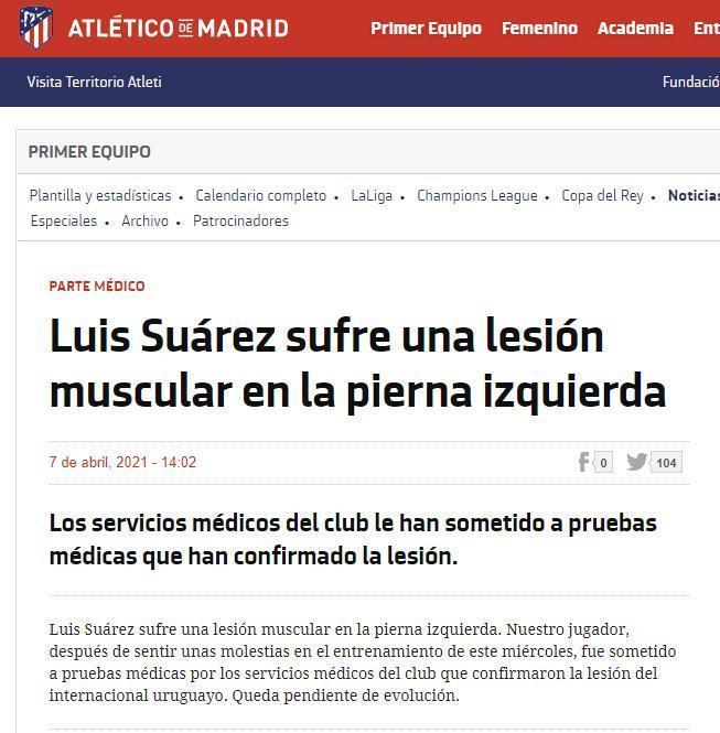 Atletico Madridde Suarez şoku
