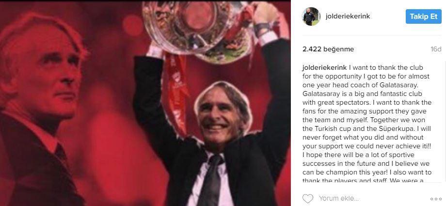 Riekerinkin Galatasaray taraftarına son mesajı