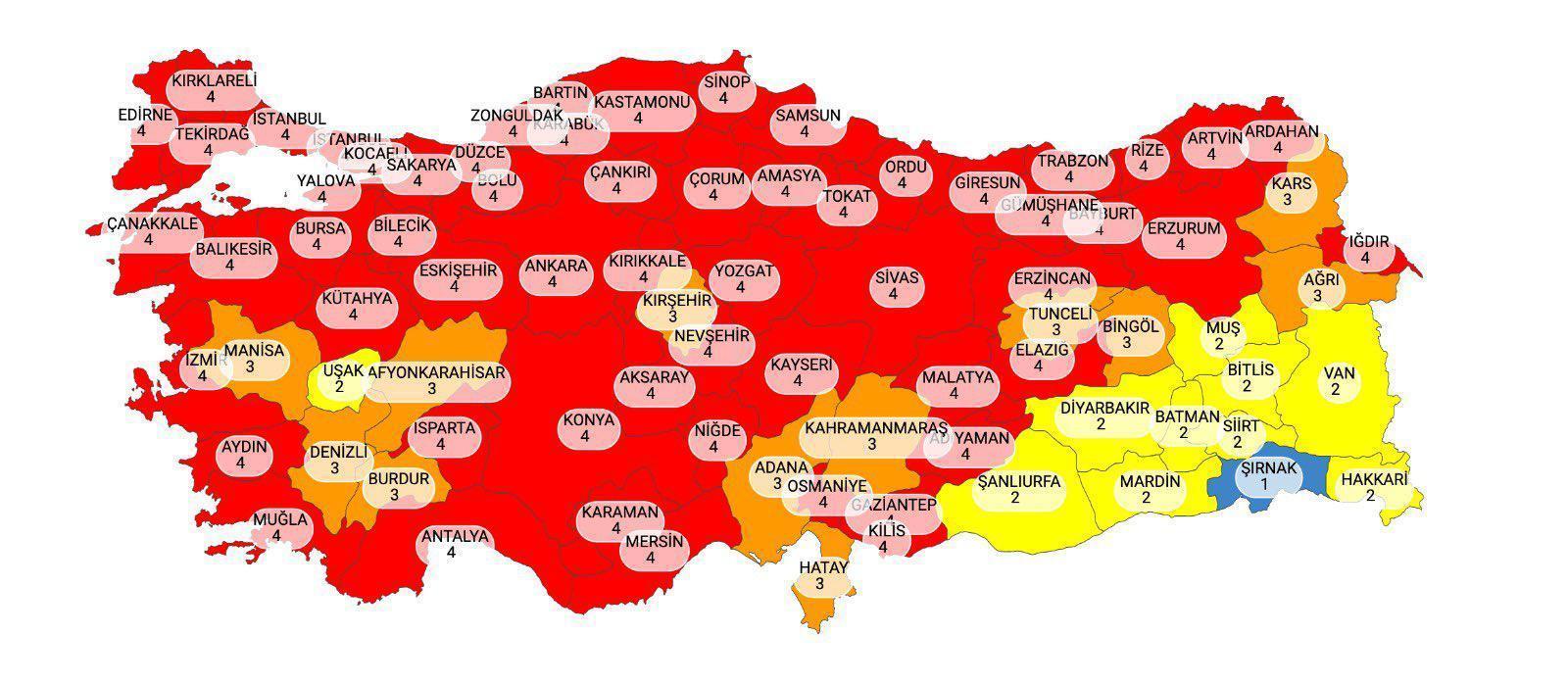 Türkiye koronavirüs risk haritası... En yüksek riskli iller hangileri Koronavirüs en çok hangi ilde (şehirde) var