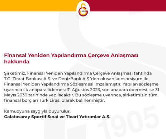 Galatasaraydan yeniden yapılandırma açıklaması