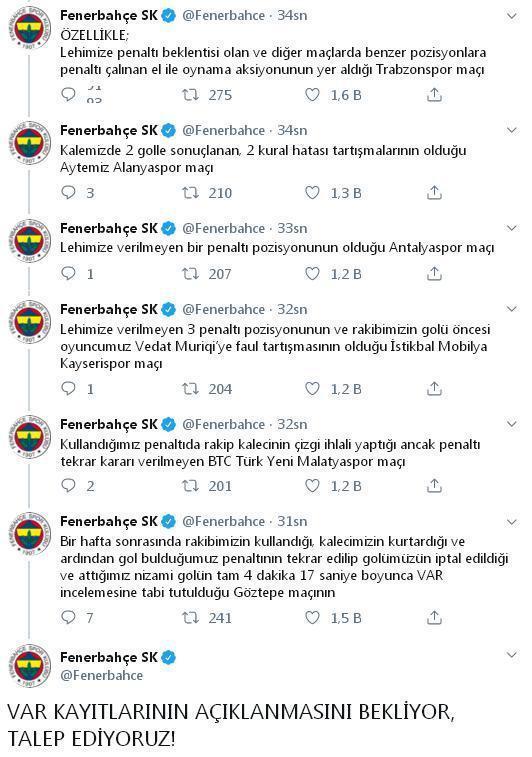 Fenerbahçeden son dakika açıklaması: VAR kayıtları açıklansın