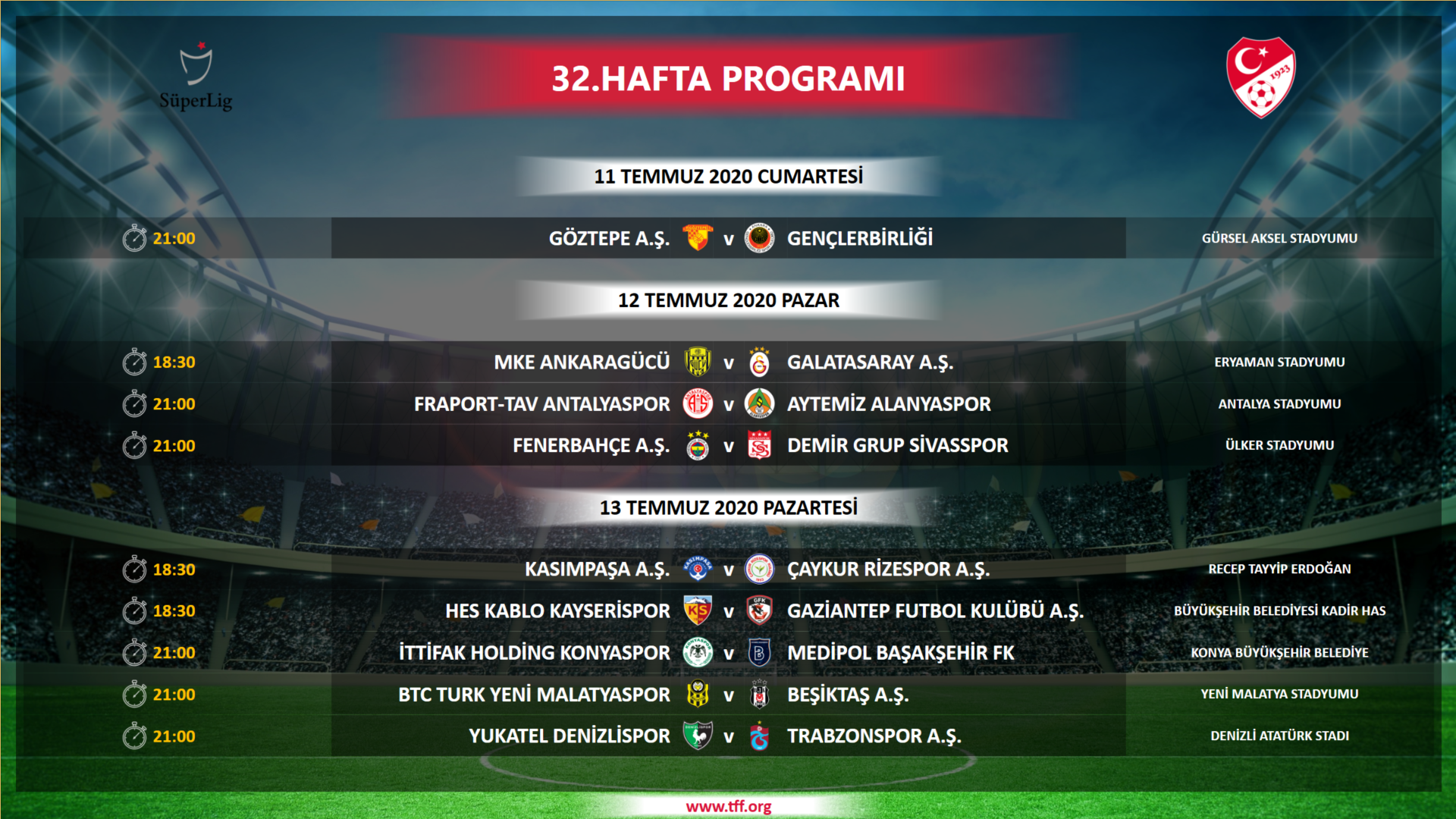 Son dakika Süper Lig 32. hafta programında değişiklik