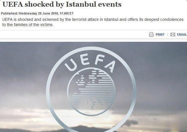UEFAdan Atatürk Havalimanı saldırısı için mesaj