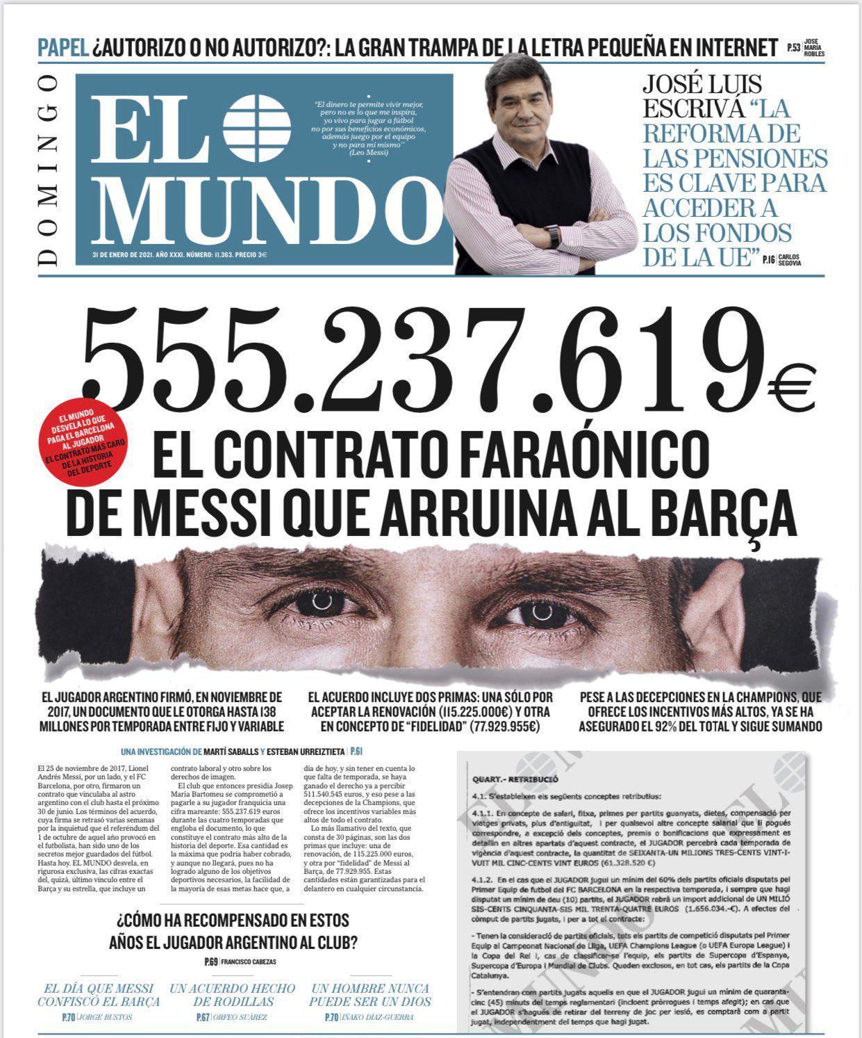 Barcelonanın Lionel Messiye 63 milyon euro borcu var