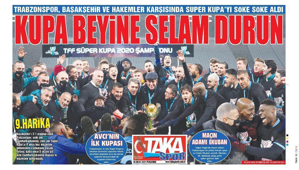 Trabzon yerel basınında Süper Kupa manşetleri