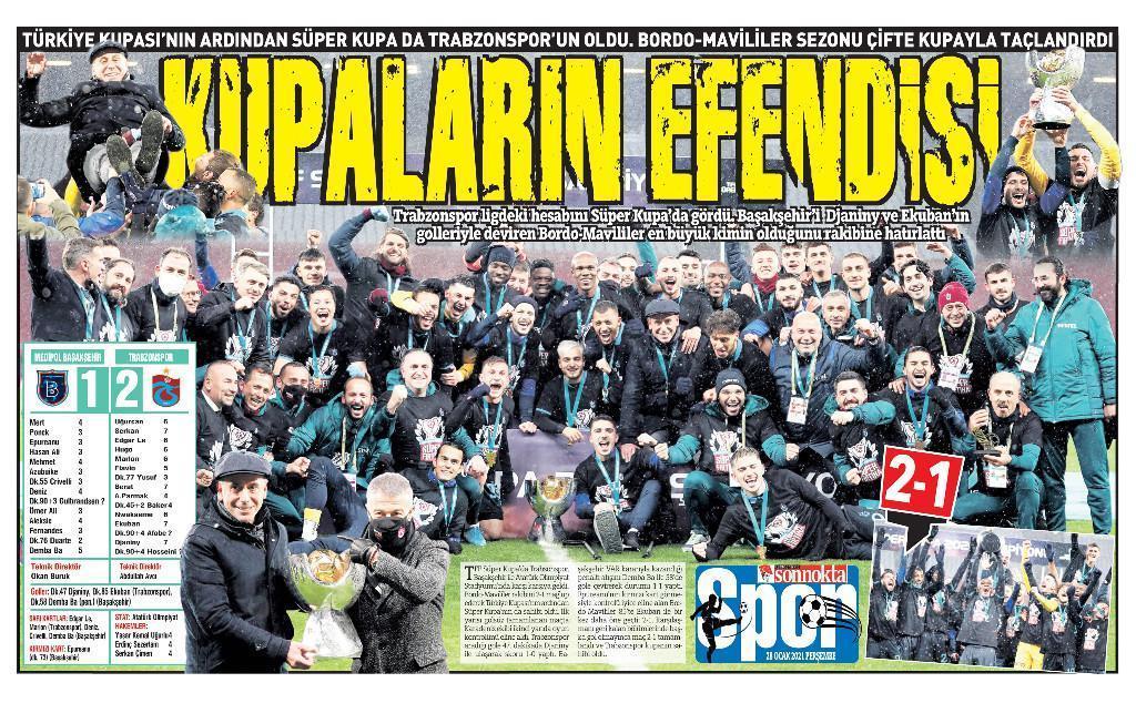 Trabzon yerel basınında Süper Kupa manşetleri