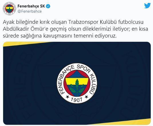 Süper Lig kulüplerinden Trabzonspora geçmiş olsun mesajları