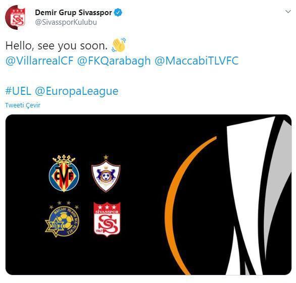 Sivasspordan UEFA Avrupa Ligindeki rakiplerine mesaj