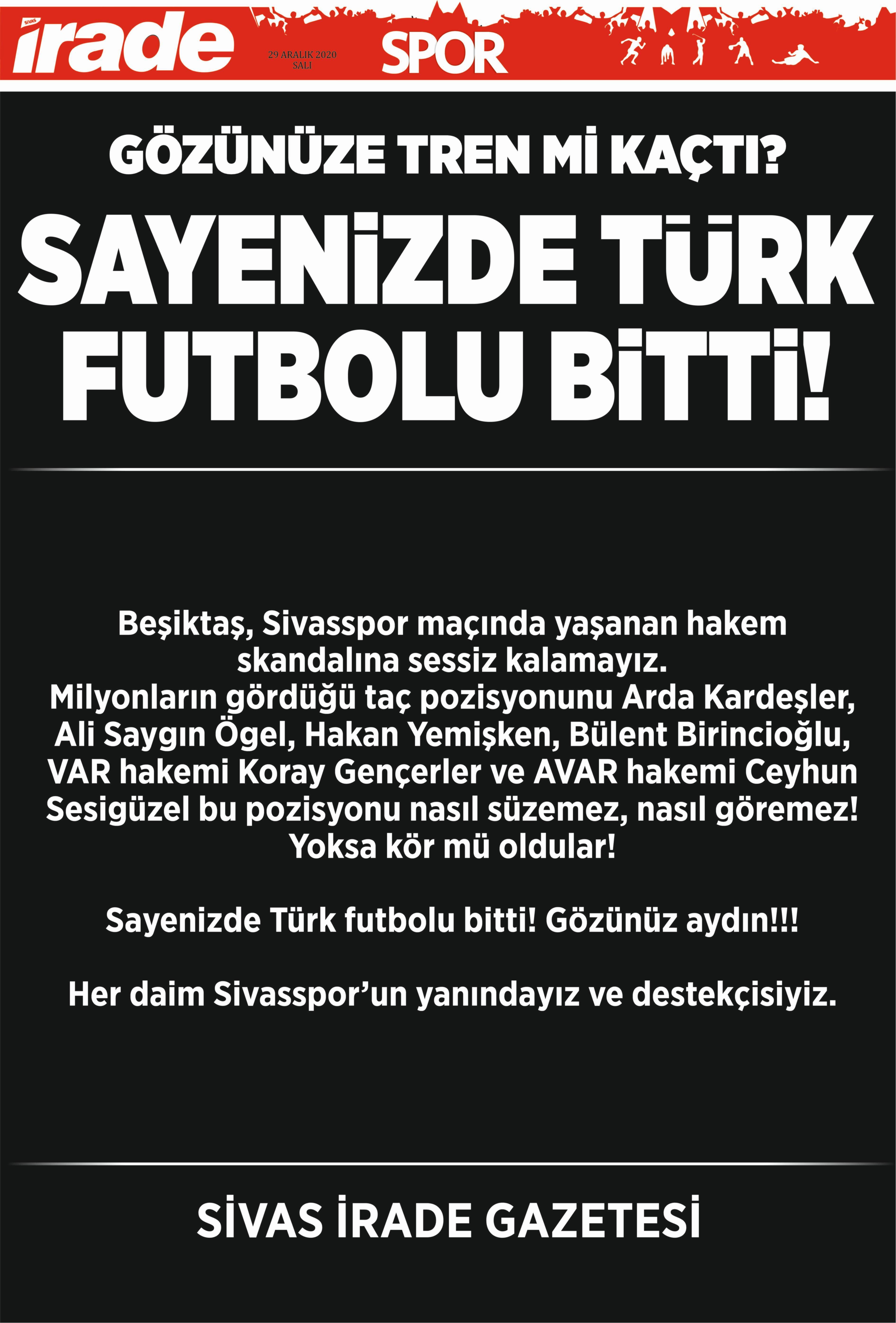 Sivas yerel basınından flaş tepki