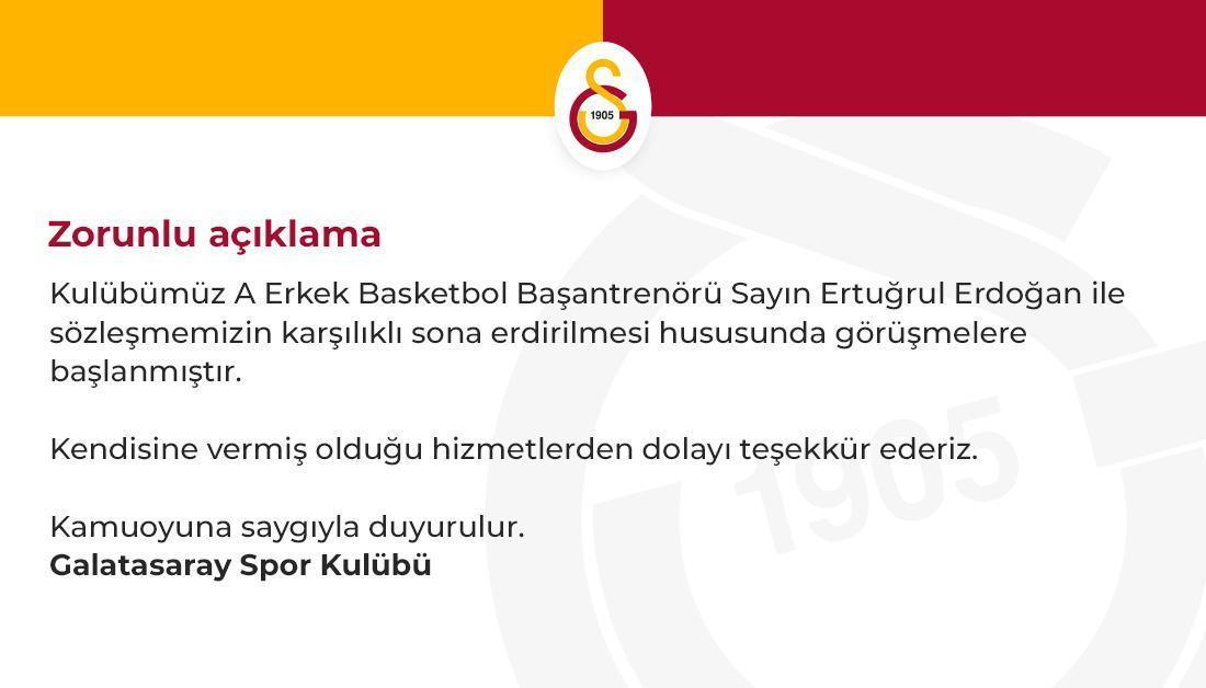 Son dakika | Galatasarayda Ertuğrul Erdoğanla yollar ayrılıyor