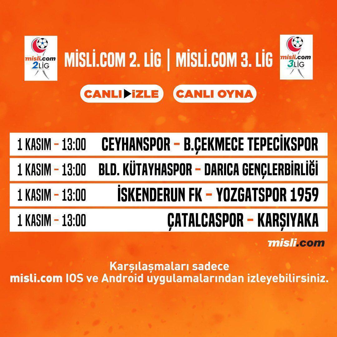 Misli.com 2. Lig ve 3. Lig canlı yayınlanacak maçlar...