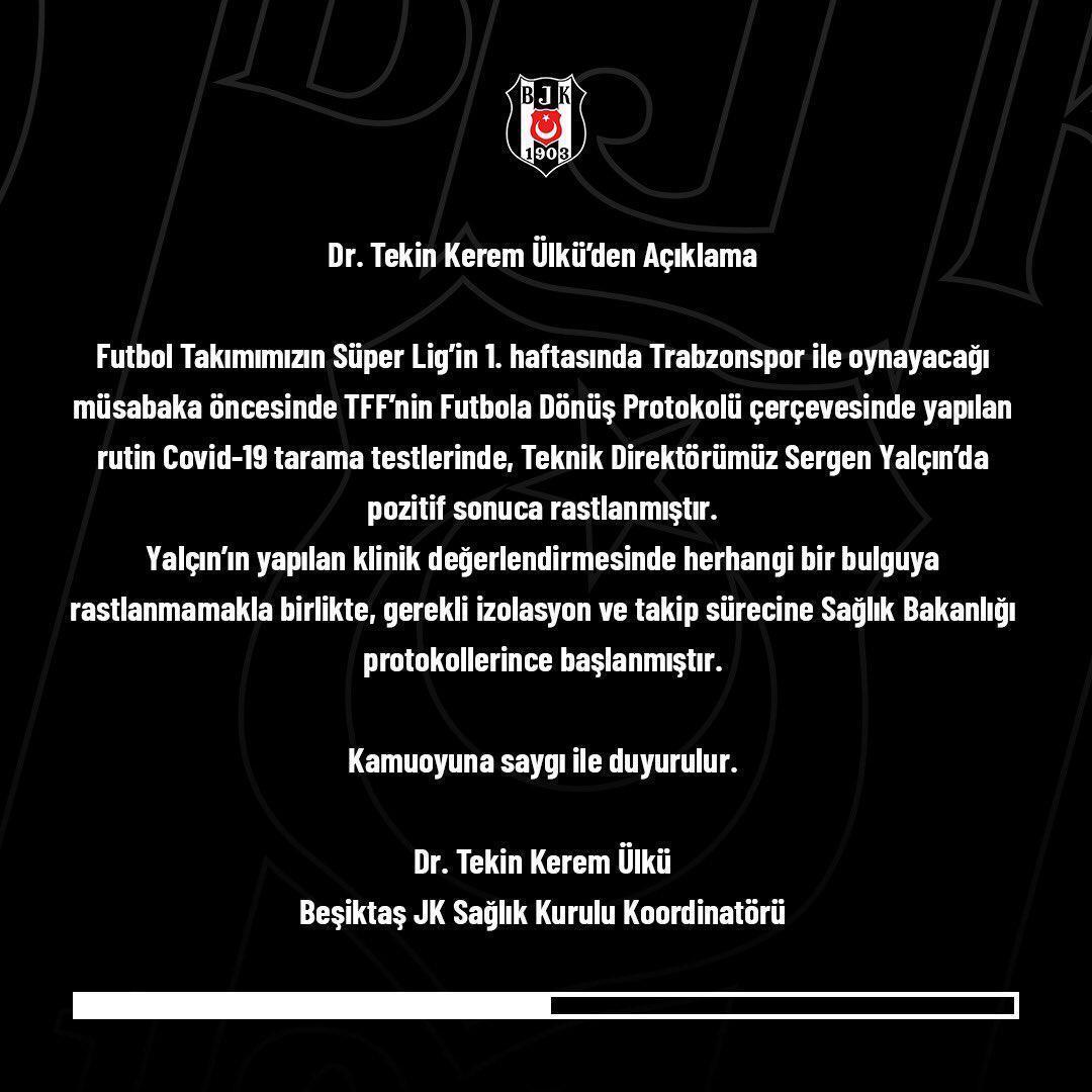 SON DAKİKA Beşiktaşta Sergen Yalçının corona virüs testi pozitif
