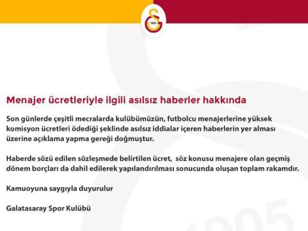 Galatasaraydan menajerlik açıklaması