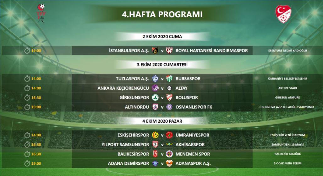 TFF 1.Ligde ilk 4 hafta programı açıklandı