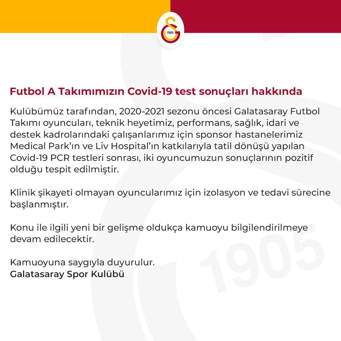 Son dakika - Galatasarayda Koronavirüs şoku