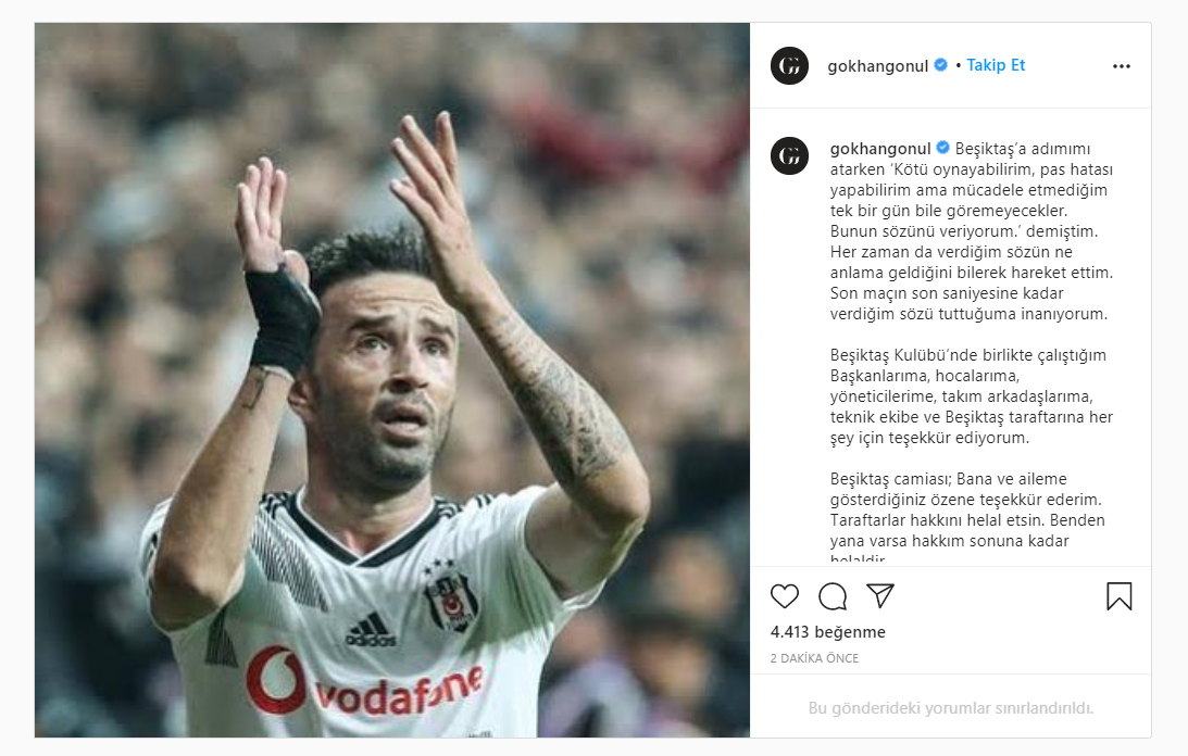 Gökhan Gönülden Beşiktaşa veda