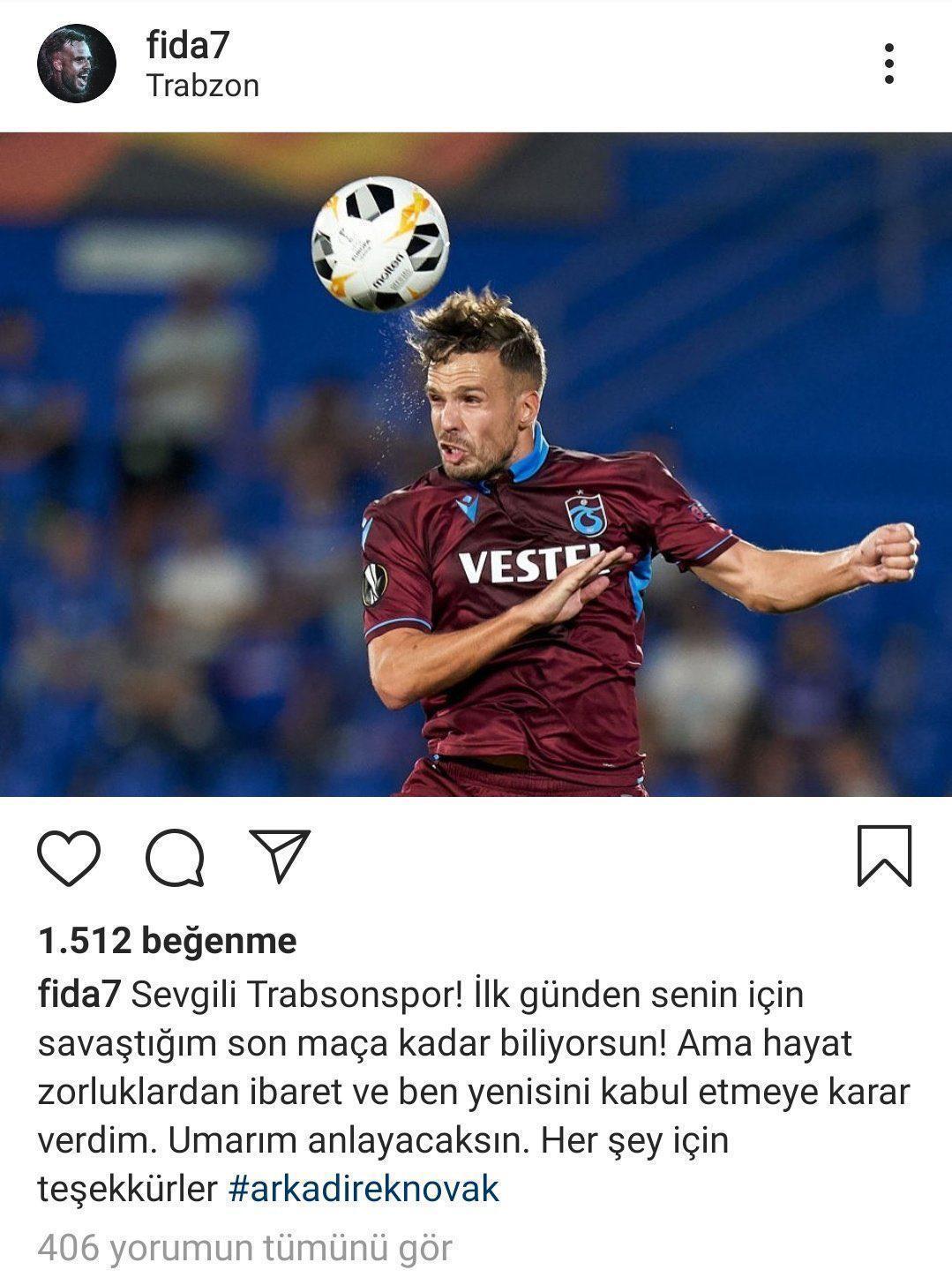 SON DAKİKA | Filip Novaktan Trabzonspora veda